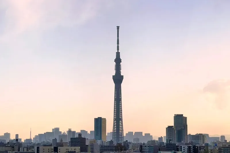 Башня Tokyo Skytree над Токио на закате